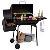 Royal Gourmet CC1830S BBQ Charcoal Grill and Offset Smoker | 823 Square Inch cooking surface, Outdoor for Camping | Black