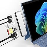 Surface Pro 11/10/9 Docking Station Adapter - 7-in-1 Surface Pro 11 Hub Accessories for Dual Monitor, with 4K HDMI, USB C Thunderbolt 4 (8K/40Gbps/100W PD), 2 USB 3.0, SD/TF Card Reader & 3.5mm Jack