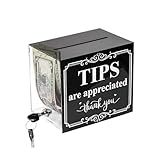 Lesnala Acrylic Tip Jar with Lock for Money Donation Raffle Cash Collection Storage Box for Bartender Bars Restaurants Musicians Drive and More 6 X 4 X 5 Inch