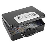 KYODOLED Safe Box with Digital Keypad Lock, Lock Box with Code for Personal Items, Metal Security Box for Cash, Passport, Jewelry, Ideal for Home, Office, Garage Sale, 11.8'' x 9.4'' x 3.5'', Black