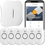 WiFi Water Leak Detector for Home with App Notification, 1 2.4Ghz Gateway + 6 WD61 Sensor, 120dB Water Flood/Drip Alarm for Basement/Kitchen/Bathroom/Toilet/Laundry Room,Sink/Pipe/Faucet Leakage Alert
