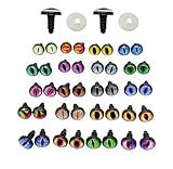 JJGQAZ 20Pairs 14MM Glass Safety Craft Eyes Owl Snake Lizard Eyes with Washers for Amigurumis Plush Animals Crochet Dragon Cat Dolls Making