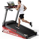 Renestar Treadmill for Home with 25% Auto Incline - 8.5MPH Max Speed, Extra Large LED Touchscreen, 300LBS Capacity, Bluetooth Speaker, 3.5HP Home Office Treadmills for Running Jogging Walking