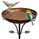 iCHKED Metal Bird Bath for Outdoor, Vintage Free Standing Birdbathswith Metal Stake Stand,Detachable Bird Baths Feeder Bowl for Garden Patio Yard Lawn Decor,Upgraded 5-Pronged Base (Antique Bronze)