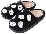 Obosoyo Slippers Women Unisex Adults Halloween Spooky Ghost Fun Fuzzy House Slipper Comfy Soft Cozy Men Bedroom Cutest Cookie Shoes