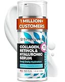 SimplyVital Collagen, Retinol & Hyaluronic Acid Serum - Anti-Aging Moisturizer for Face, Neck & Décolleté - Made in USA, Deep Moisturizing Skin Care Complex - Hydrating Facial Serum for Women, 1 fl.oz