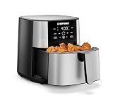 Chefman Air Fryer 8 Qt | TurboFry® 4-in-1 with 450°F Hi-Fry Option for Crispier Results | Bake, Dehydrate, Frozen | XL Nonstick Dishwasher-Safe Basket | Stainless Steel