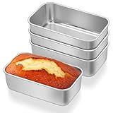 E-far Mini Loaf Pan Set of 4, 6.3 x 3.5 Inch Bread Baking Pans for Oven Air Fryer, Stainless Steel Small Meatloaf Pans for Homemade Bread Individual-sized Brownies, Non-toxic & Dishwasher Safe