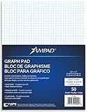 Ampad Evidence Quadrille Graph Paper, 4x4 Quad Ruled, 20 Pound Premium Stock 8.5" x 11", 50 Sheets Per Graph Pad, 1 Pad (22-000)