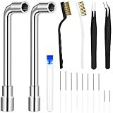 Zhehao 16 Pieces 3D Printer Nozzle Wrench Cleaning Kit,10 Nozzle Cleaning Pins with Storage Box 2 Tweezers 2 Copper Wire Toothbrushes 2 L-Shaped Wrench Tool for 3D Printer Maintenance Accessories