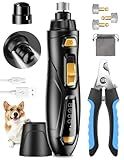 Dog Nail Grinder & Clipper 2-in-1 Set - 25dB Ultra Quiet with 3 Grinding Wheels & 2 LED Lights, Rechargeable for Large/Puppy Dogs & Cats, 3-Speed Adjustable for Anxious Pets