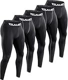 TELALEO 5 Pack Men's Compression Pants for Workout, Running,Basketball,Football-Sports Baselayer Leggings M
