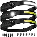 Headlamp Rechargeable (3-Pack), LED Head Lamp Flashlight, 230° Wide Beam Headband Light, 400 Lumen Super Bright, USB-C Rechargeable Lightweight Headlight for Running, Fishing, Hiking, Camping