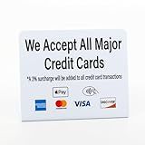 3pk Credit Card Payment Signs, 3% Surcharge Notice, Countertop Display with Apple Pay and Major Cards, Business Credit Card Payment Signs