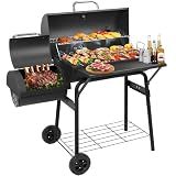 Charcoal Grill with Offset Smoker,BBQ Grills with Side Table,Outdoor Cooking with 535 Square Inches,Backyard Camping Picnics, Patio and Parties, Black by DNKMOR