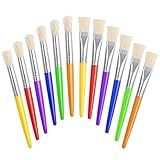 Joyooss Kids Paint Brushes, 12 Pcs Round/Flat Large, Easy to Clean & Grip Washable No Shed Hog Bristle for Watercolor, Acrylic, Gouache