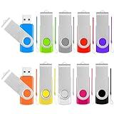 2GB USB Flash Drive 10 Pack Memory Stick, Multicolor Bulk Thumb Drives Portable Pendrive Jump Drives Office Supplies, Swivel Photo Stick USB Storage Flash Drive for Data Transfer and Backup