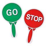 Stop and Go Sign with Handle, Plastic Handheld Stop Sign Double Sided Waterproof Light Red Green Traffic Hand Held for Crossing Guard Street Safety Parking Warning