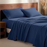Bare Home Flannel Sheet Set 100% Cotton, Velvety Soft Heavyweight - Double Brushed Flannel - Deep Pocket (Full, Dark Blue)