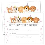 25 Pet Certificate of Adoption, Adopted Animal Certificates Paper for Boy Girl Dog Lover, Adopt A Pet Certificate for Puppy Birthday Party & Pet Adoption Center, Puppy Adoption Gifts -003