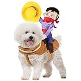 GOYOSWA Dog Cowboy Costume, Dog Halloween Costumes Cowboy Rider Dog Costume Funny Dog Costume for Small Medium Large X-Large Dogs (Medium)
