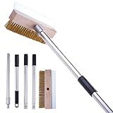 LAKIDOGS Aluminum Pizza Oven Brush, Grill Brush, Wire Brushes, with Scraper and 4 Sections of Detachable Long Rod Design for Commercial Cleaning, Kitchens, Restaurants, BBQ Shelf Or Any Grill