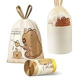 VOK 4 Gallon Trash Bags with Capybara Printed, Drawstring Small Garbage Bags, Tear-Resistant & Odor-Control Bathroom/Kitchen Trash Can Liners, Bathroom Trash Bags with Secure Tie, 50 Counts