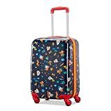 American Tourister Mickey Mouse Carry-On Luggage - Airline Approved, Durable Hardshell with Micky, Donald Duck, Pluto & Goofy - Roll Confidentially with Spinner Wheels & Colorful Adjustable Handle