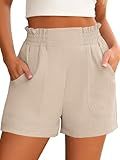 ANRABESS Shorts for Women Summer Casual Elastic High Waisted Wide Leg Cute Dressy 2026 Vacation Beach Clothes Large Khaki