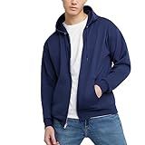 Hanes Mens Hoodie, Ecosmart Fleece Full-zip Zip-up Hooded Sweatshirt For Athletic-hoodies, Navy, Medium US