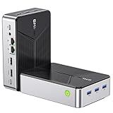 GMKtec Mini PC NAS, G9 PLUS Intel N150 Dual Boot with OS Pro Linux Desktop Computer 12GB DDR5 64GB EMMC + 2TB M.2 SSD, 4*M.2 NVMe Slots, Dual NIC 2.5GbE, USB-C/USB 3.2 10Gbps, Network Attached Storage