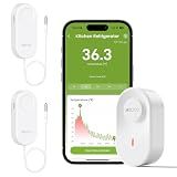 MOCREO WiFi Thermometer Freezer Alarm, Email Alert, App Notification, Data Record Export, No Subscription Fee, 2 Remote Wireless Temperature Sensors for Refrigerator, Freezer, Hot Tub