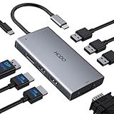 USB C Docking Station Dual Monitor Adapter for Dell HP, Laptop Docking Station 3 Monitors Quad Display USB C Hub Dongle to 4K HDMI+DP+VGA,3 USB2.0,100W PD,8 in 1 Thunderbolt Dock for Lenovo,Surface