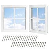COLORPAPA 2 Pack Shed Windows, 12"x12" Transom Window Fixed Design with Tempered Glass for Shed, Chicken Coop, Playhouse, Household, Garage, Barns (White)
