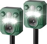 Deer Repellent Device 2 Pack Cat Repellent Outdoor Dog Repellent for Yard Solar Animal Repeller Ultrasonic Squirrel Repeller Waterproof Racoon Fox with Motion Activated Sensor Flashing Light 5 Modes
