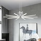 JYUWRIVG Modern Led Chandelier, Dimmable Sputnik Light Fixture with Remote Control, Modern Pendant Light for Dining Room Kitchen Living Room Entryway, 3000K-6500K (Chrome)