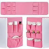 Extended Mini Fridge Caddy Organizer - 55" x 13" Back to School Dorm and Office Over the Fridge Storage Organizer with 12 Pockets for Flatware Drink Paper Goods, College Must Have, Pink