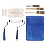 Pro Grade Paint Roller Kit, Brush & Roller,10 Piece Set, Wall Painting Naps for Professionals & Homeowners - All Paints & Stains, Washable, Reusable, Easy to Clean, Superior Absorbency.