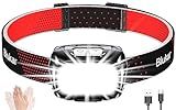 Blukar LED Headlamp Rechargeable,2000L Super Bright Headlight with Motion Sensor -Dimmable Brightness,8 Modes,Spotlight&Floodlight&Red Light Combination,IPX5 Waterproof for Hiking,Camping