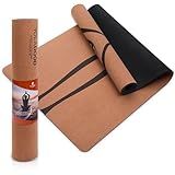 YOGA DOOD Cork Yoga Mat Thick 4mm - Natural Yoga Mat Non Toxic (72"x26") - Moisture-Activated Grip for Men's Practice