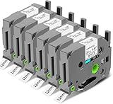 Label Maker Tape Compatible with Brother P-Touch Label Tape TZe-231 12mm 0.47 Laminated White TZ TZe TZe231 Black on White for PT-D220 D210 H110 D200 D400 1280 D610BT Refills 1/2" x 8m, 6-Pack