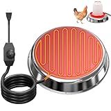 Chicken Water Heater for Winter,14" Heating Base for Metal/Plastic Chicken Waterer Poultry Founts Under 5 Gallon,48W Thermostat Chicken Coop Water Heater