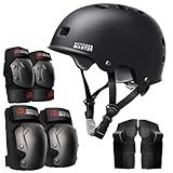 OutdoorMaster Skate Protective Gear Set for Adult & Youth, Skateboard Helmet Knee and Elbow Pads with Wrist Guards for Scooter, Inline Roller Skating, Skateboarding