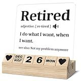 Retirement Gifts-Wooden Block Calendar-Retirement Acrylic Desk Decor for Women Men, Going Away Leaving Goodbye Gifts for Coworker Boss Retired Teacher Nurse for Home Office Essentials