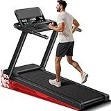 Treadmills for Home, 3.0HP Quiet Brushless Folding Treadmill with Heart Rate Sensor, Dual Cushion System, 303lbs Weight Capacity, Holder for Cup & Phone