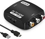 BD&M RCA to HDMI Converter, AV to HDMI Adapter Supports PAL/NTSC for PS2, PS3, Xbox, VHS, VCR, DVD Players