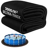 TIXANF 300G/M² Thicker 15FT Pool Liner Pad,Seamless Above Ground Pool Liner,Pre-Cut Heavy Duty Round Pool Liner Pad, Durable Geotextile Material,Puncture Protection,Extend Liner Life(Black)
