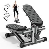 YMNHNB Mini Stepper with Resistance Bands, Stair Stepper for Exercise at Home, Compact Hydraulic Fitness Machine, Adjustable Step Height, Quiet Design, 300LBS Capacity, Calories, and Steps Tracking
