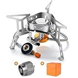 Odoland 3500W Windproof Camp Stove Camping Gas Stove with Fuel Canister Adapter, Piezo Ignition, Carry Case, Portable Collapsible Stove Burner for Outdoor Backpacking Hiking and Picnic