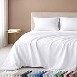 California Design Den Queen Sheet Set - Luxury 600 Thread Count Sateen, 100% Cotton Deep Pocket Queen Sheets with All Around Elastic, Snug Fit, Durable Bedding Set - White